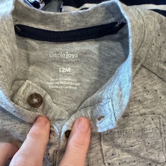 Simple Joys by Carters - Kids Blue and Gray Striped Henley Shirts - Picture 2 of 8
